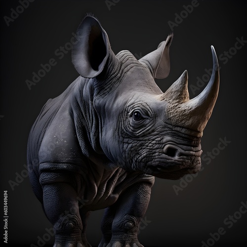 Great black African rhinoceros. Generative AI