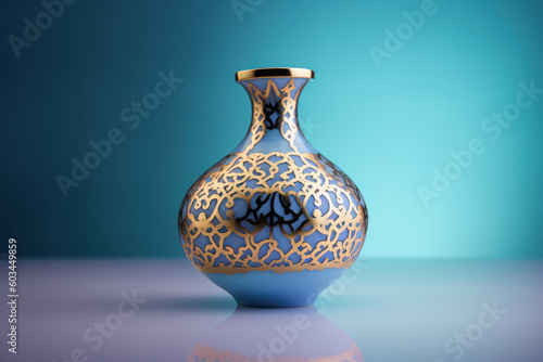 beautiful well decorated traditional oriental vase, ai tools generated image