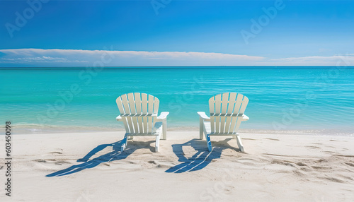 Obraz na płótnie Summer landscape of a sunchair in an amazing ocean beach resort. w salonie