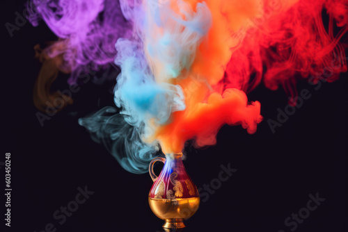 Wallpaper Mural Mysterious vase with dense multicolored smoke, ai tools generated image Torontodigital.ca