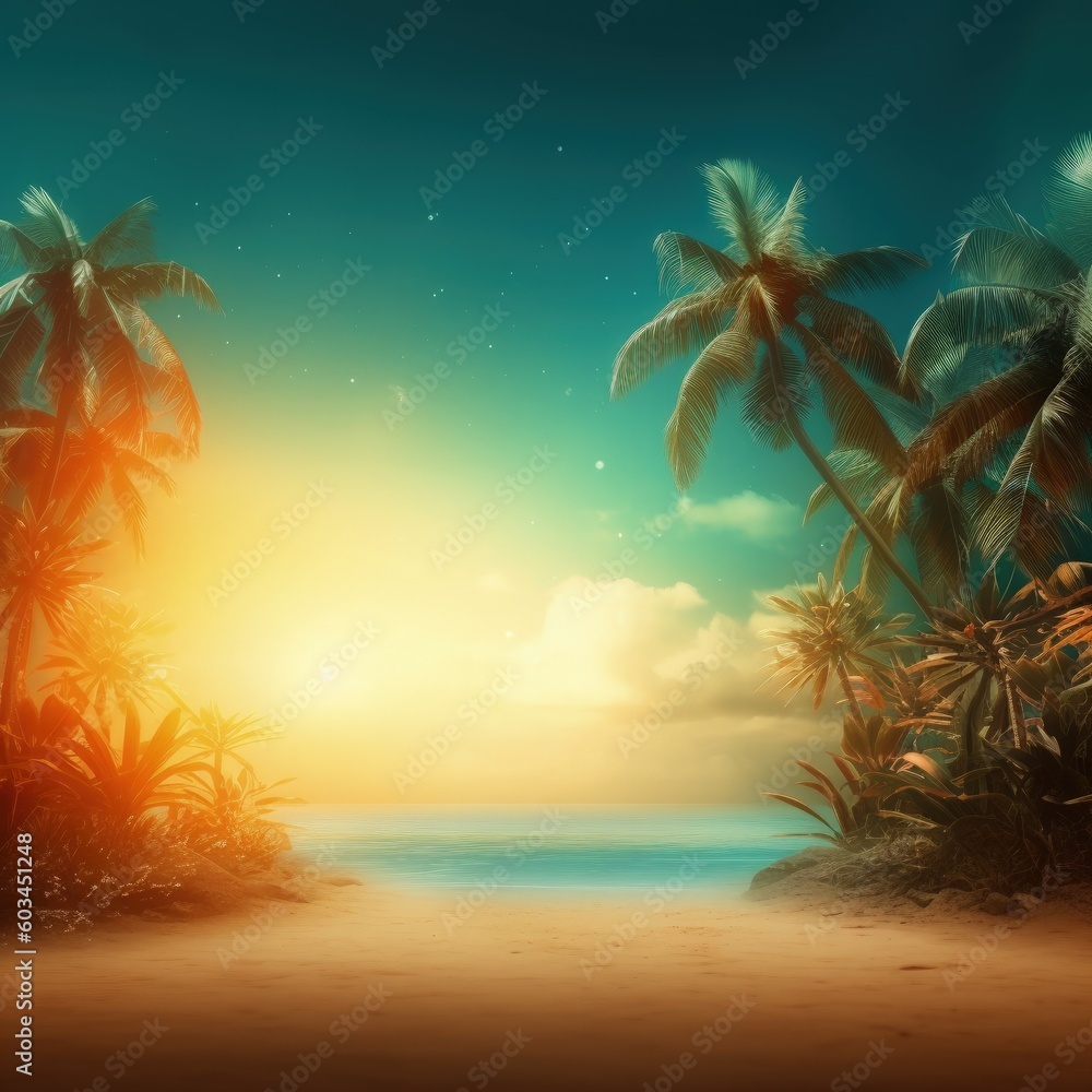 Obraz premium Magic tropical background. Illustration AI Generative.