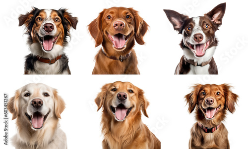 Happy dogs collection on transparent background, created with generative AI