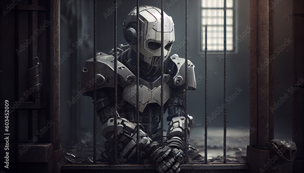 Robot in prison Ai generated image Robot in prison Ai generated image