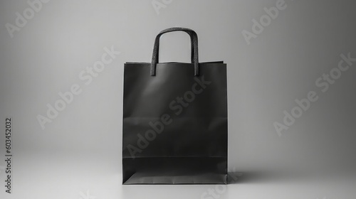 Black paper shopping bag. Illustration AI Generative.