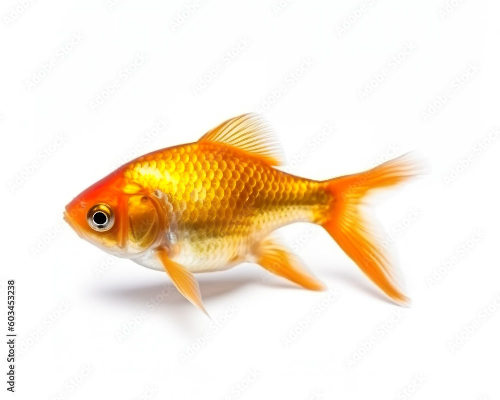 Gold Fish Isolated on White Background. Generative Ai.