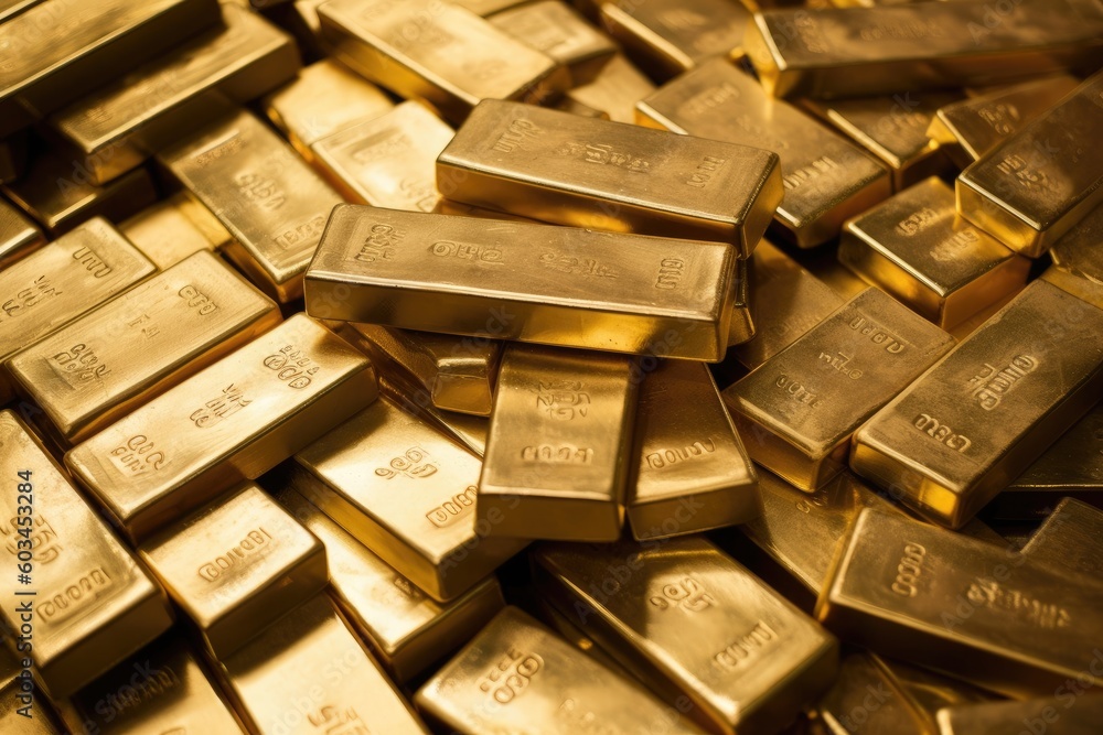 stacked of gold bars piling up stacked of gold bars piling up