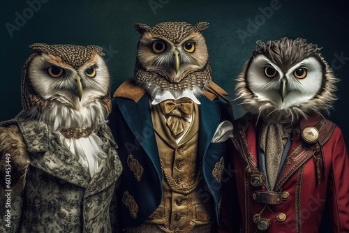 The Wise and Detailed Owl Family A Portrait to Treasure Generative AI