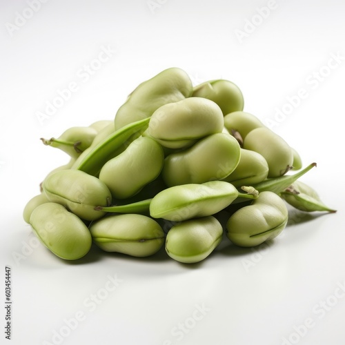Fava Bean Broad Bean Isolated on White. Generative AI