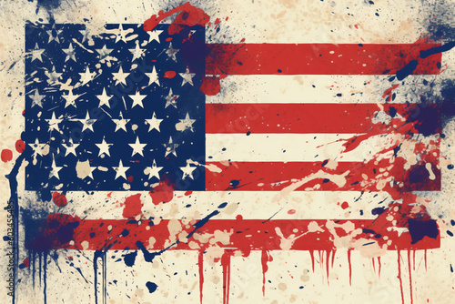 Free vector flat design grunge american flag made with Generative AI