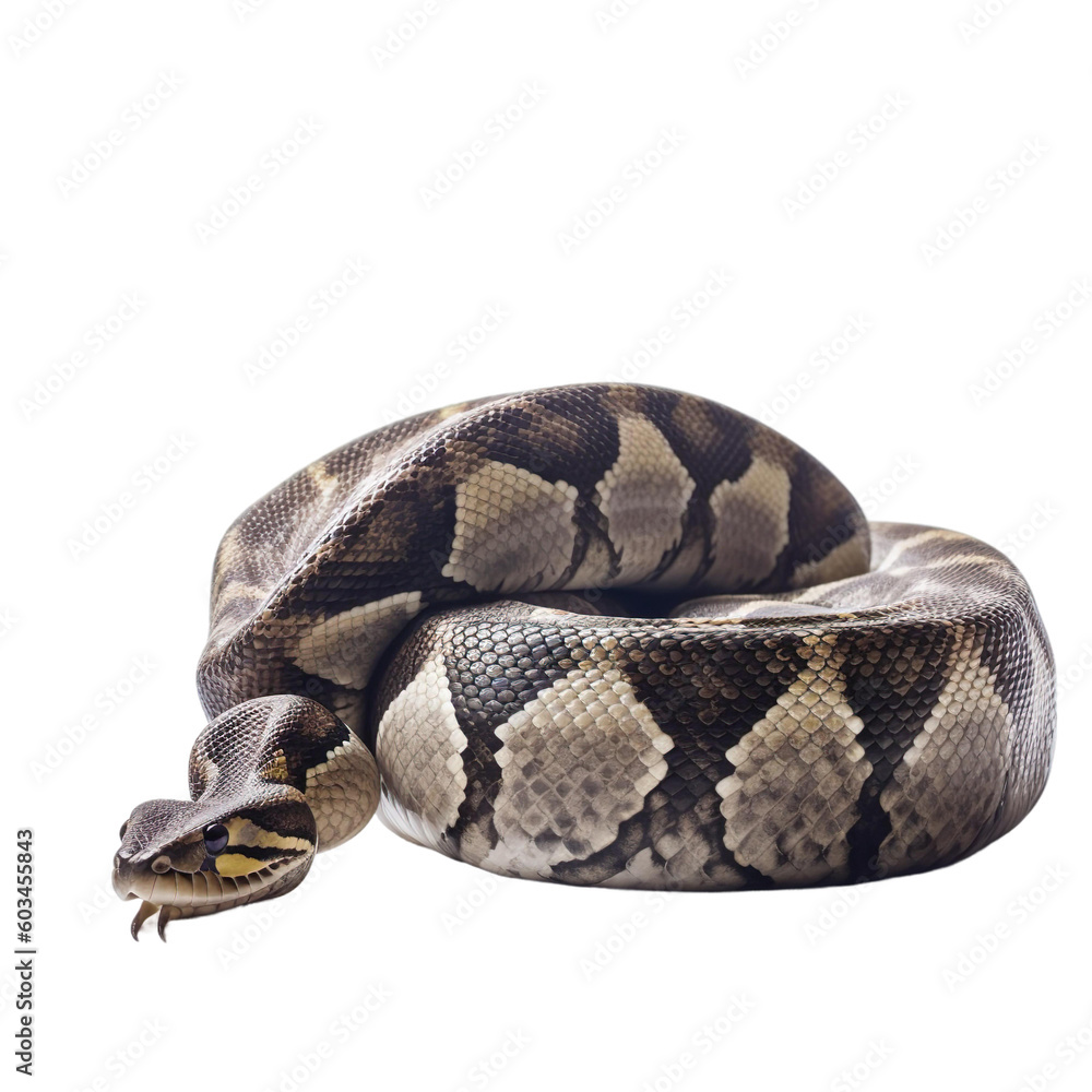 Side view of animal Anaconda standing on a transparent background, Generative ai Side view of animal Anaconda standing on a transparent background, Generative ai