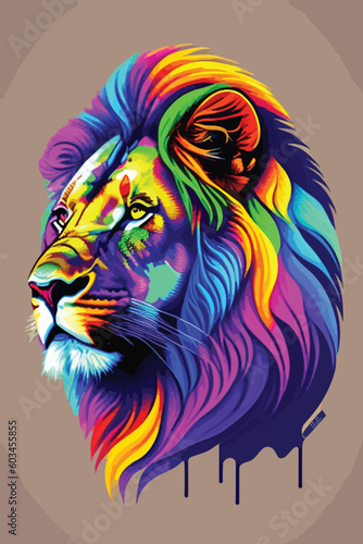 artwork lion rainbow abstract art vector illustration