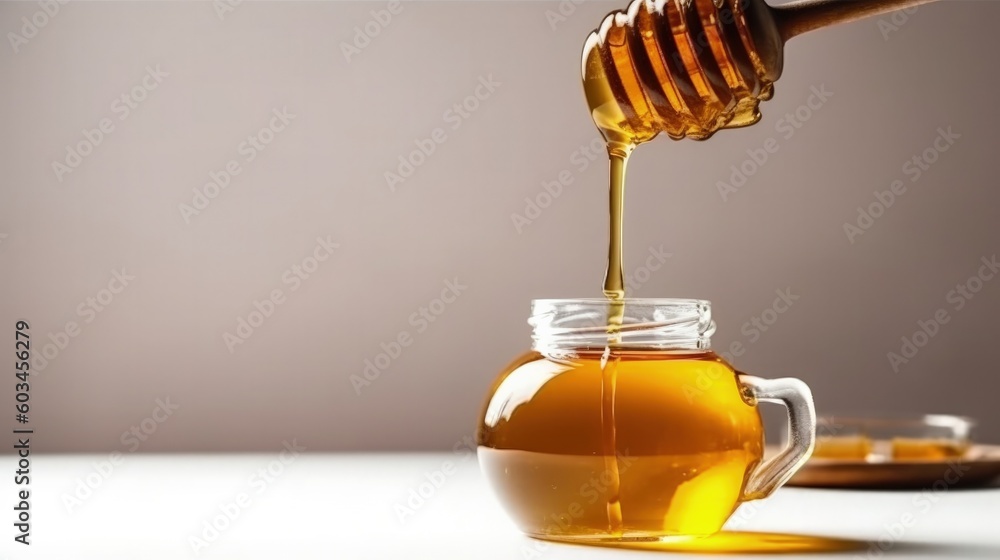 Fresh sweet honey. Illustration AI Generative. Fresh sweet honey. Illustration AI Generative.