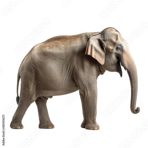 Side view of animal elephant standing on a transparent background  Generative ai