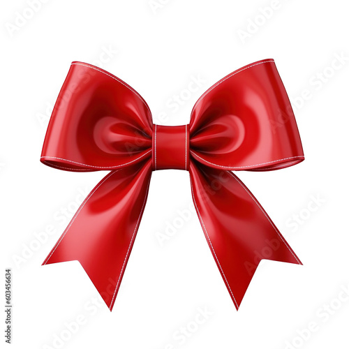 Red ribbon isolated. Illustration AI Generative