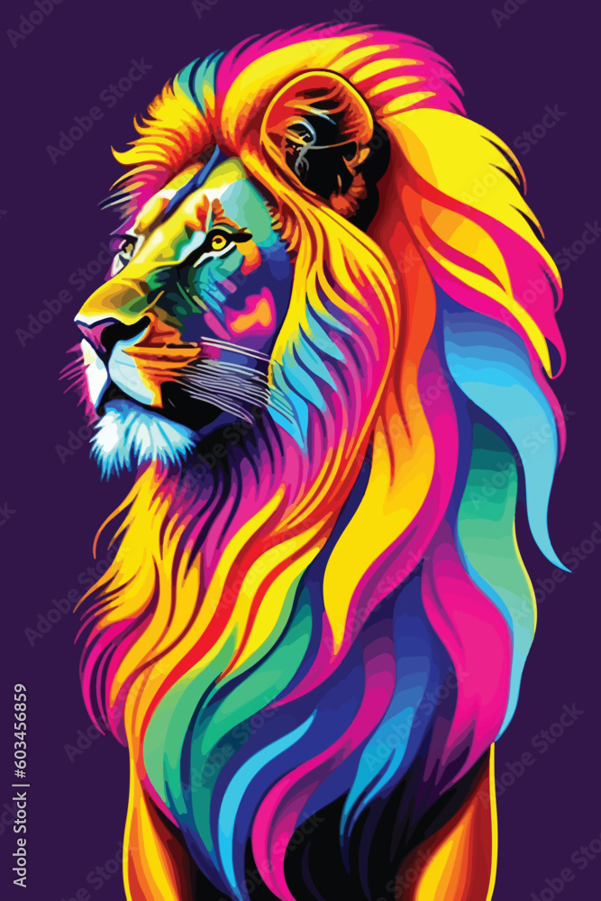 artwork lion rainbow art light vector illustration