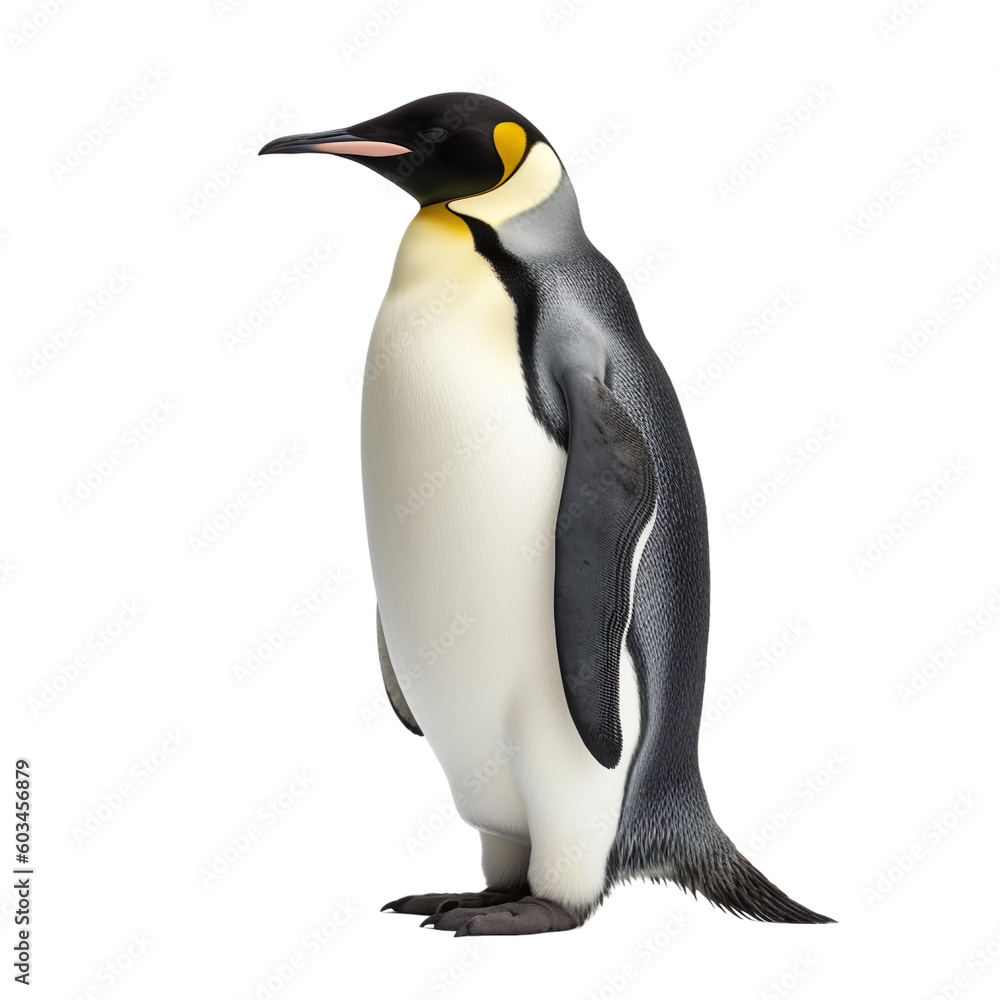 Side view of animal Emperor Penguin standing on a transparent background, Generative ai Side view of animal Emperor Penguin standing on a transparent background, Generative ai