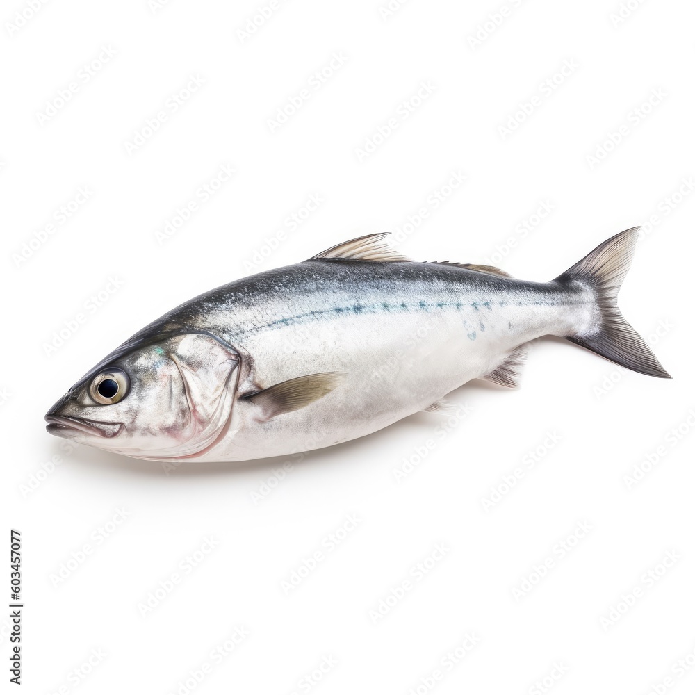 Bluefish fish isolated on white. Generative AI Bluefish fish isolated on white. Generative AI