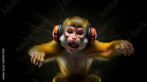 funny_howler_monkey_earbuds photo