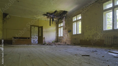 Interior of the old abandoned psychiatric hospital. Allenberg. Koenigsberg