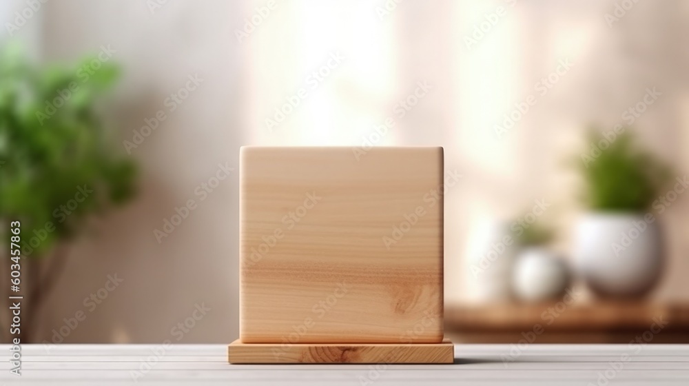 Wooden board on living room background Illustration AI Generative. Wooden board on living room background Illustration AI Generative.
