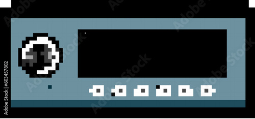 electronic av receiver game pixel art retro vector. bit music stereo, amplifier audio electronic av receiver. old vintage illustration