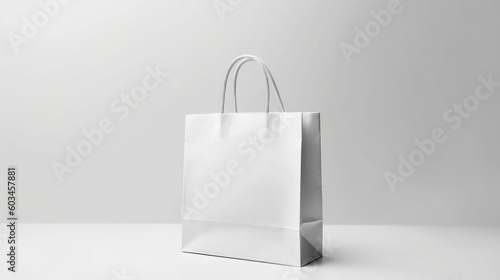 White paper shopping bag. Illustration AI Generative.