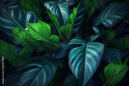 Wallpaper Mural Green tropical leaves background. Illustration AI Generative. Torontodigital.ca