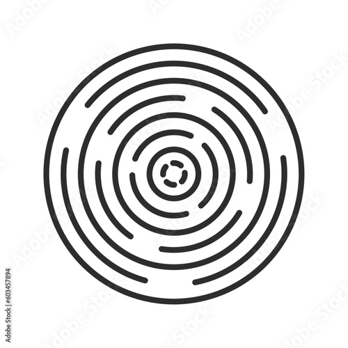 circular ripple icon. Concentric circles with broken lines isolated on white background. Vortex, sonar wave, soundwave, sunburst, signal signs
