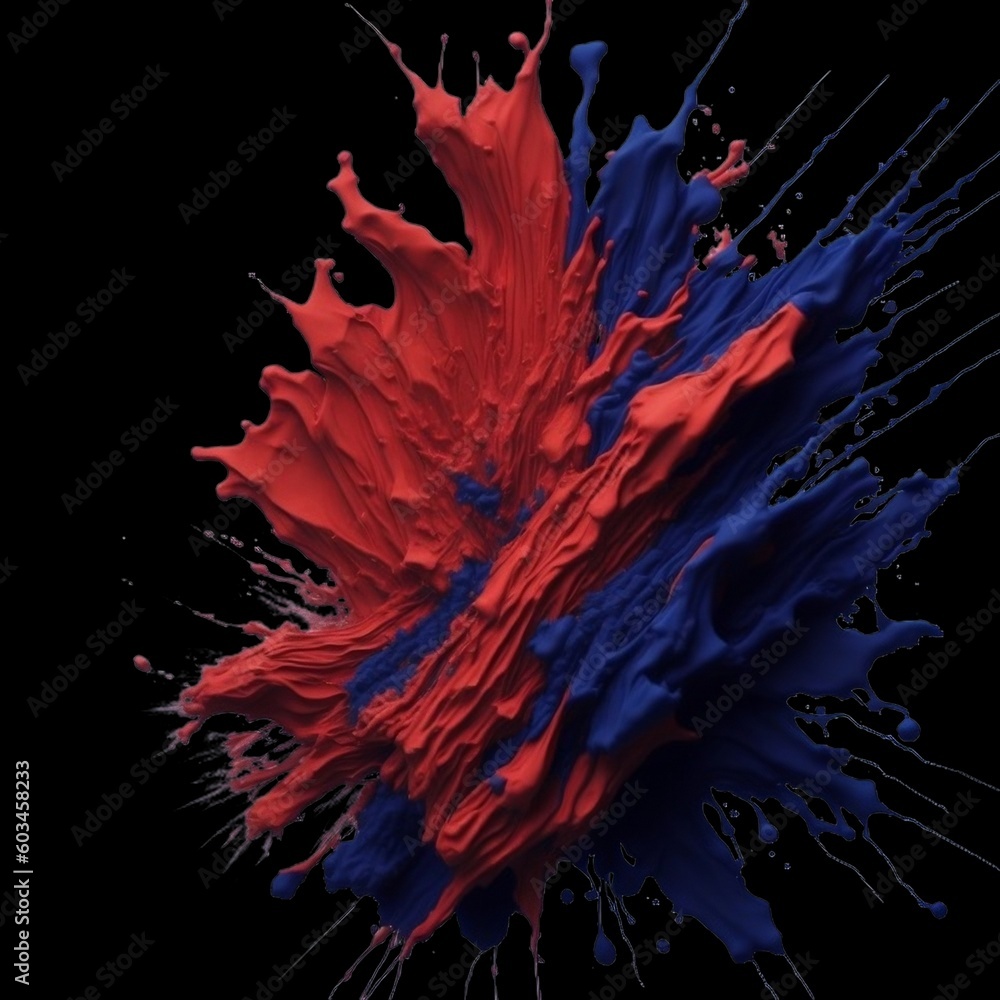 Obraz premium Colorful Red and navy blue and white holi paint splash, color powder explosion