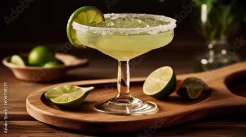 Delicious margarita cocktail Illustration AI Generative.