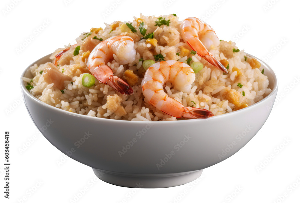 Shrimp fried in transparent background. Generative AI. Shrimp fried in transparent background. Generative AI.