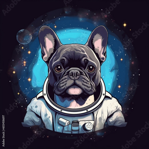 Space French Bulldog. Astronaut. 