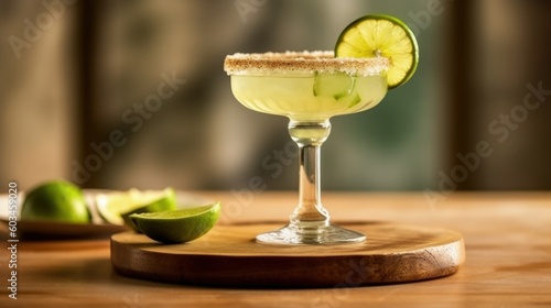 Delicious margarita cocktail Illustration AI Generative.