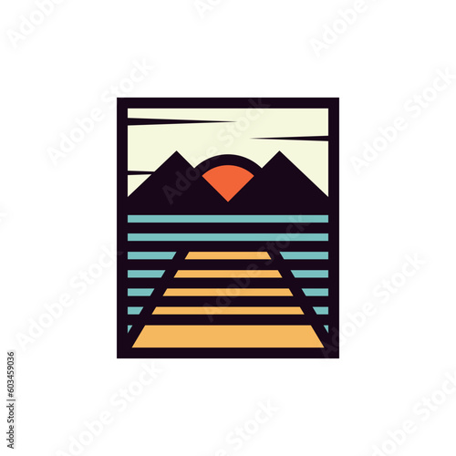 Mountain Dock Landscaping Line Creative Logo