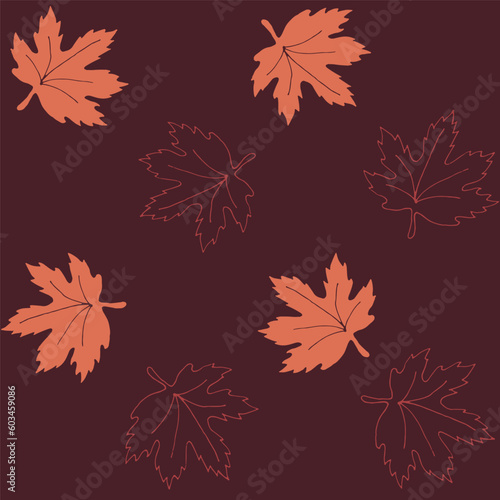 Vector seamless pattern with maple autumn leaves.