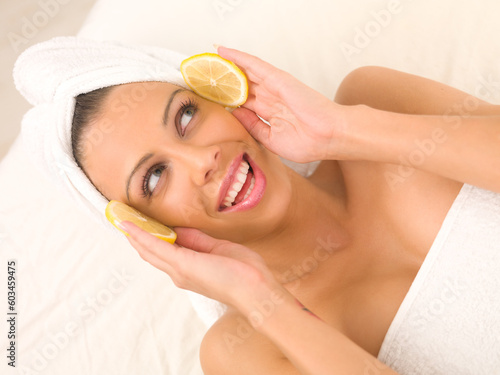 Portrait of beautiful woman during spa treatment