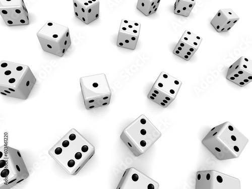 3d rendered illustration of many dice