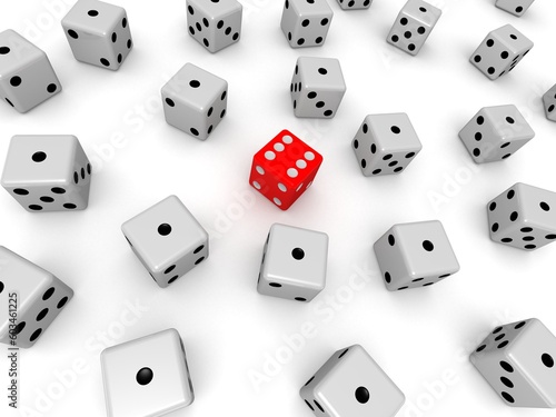 3d rendered illustration of many dice