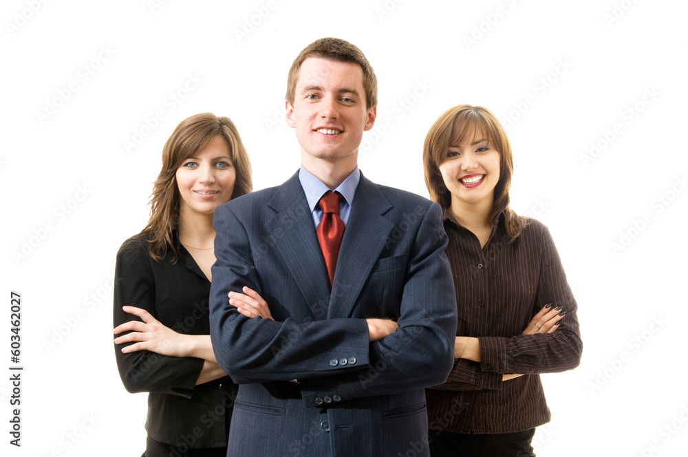 Happy successful business team, isolated on white Happy successful business team, isolated on white
