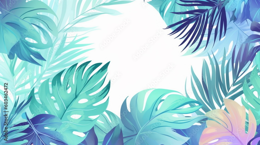 Fototapeta premium tropical leaves flowers colorful pastel template pattern art abstract background,generated ai