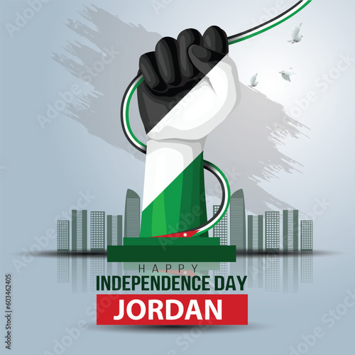 happy national day Jordan. flag with people hand. vector illustration design