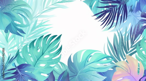 tropical leaves flowers colorful pastel template pattern art abstract background,generated ai © Aleksandr