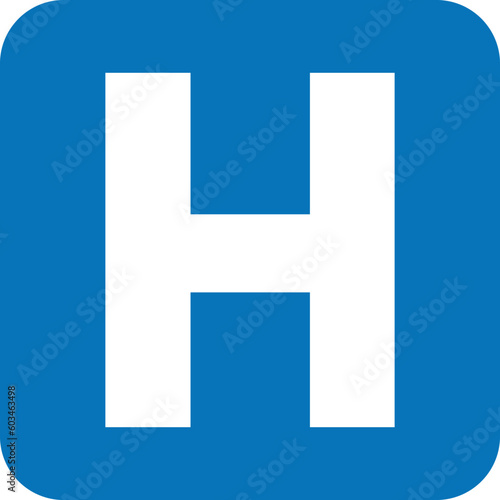 hospital square icon vector in blue and white  . medical clinic sign