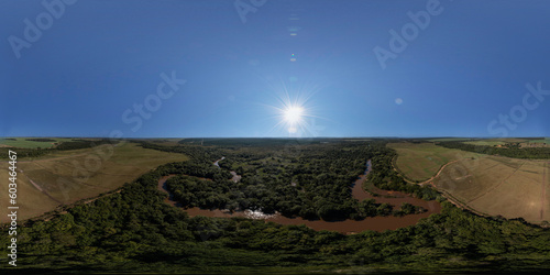 360 degrees panoramic view of part of the Jacare Pepira river and riparian forest in Bariri, Sao Paulo, Brazil photo