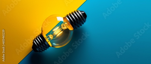 power concept light design idea background bulb yellow creative blue energy. Generative AI.