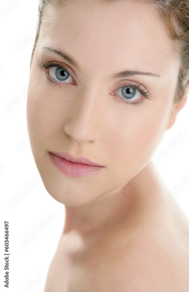Portrait of young beautiful woman with clean skin at studio Portrait of young beautiful woman with clean skin at studio