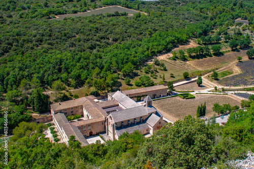 aerial of senanque cloister in France photo