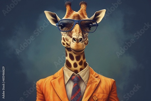 Stylish Boss Giraffe in Business Suit. Generative AI © Usmanify