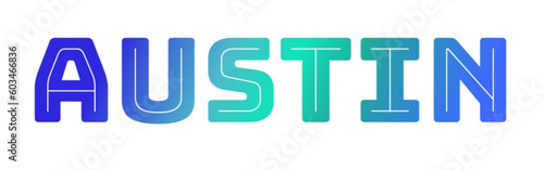 Austin - light blue and blue color - male name - ideal for websites, emails, presentations, greetings, banners, cards, books, t-shirt, sweatshirt, prints	
