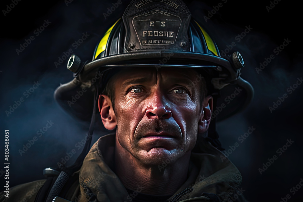 A picture/illustration of a firefighter on duty A picture/illustration of a firefighter on duty